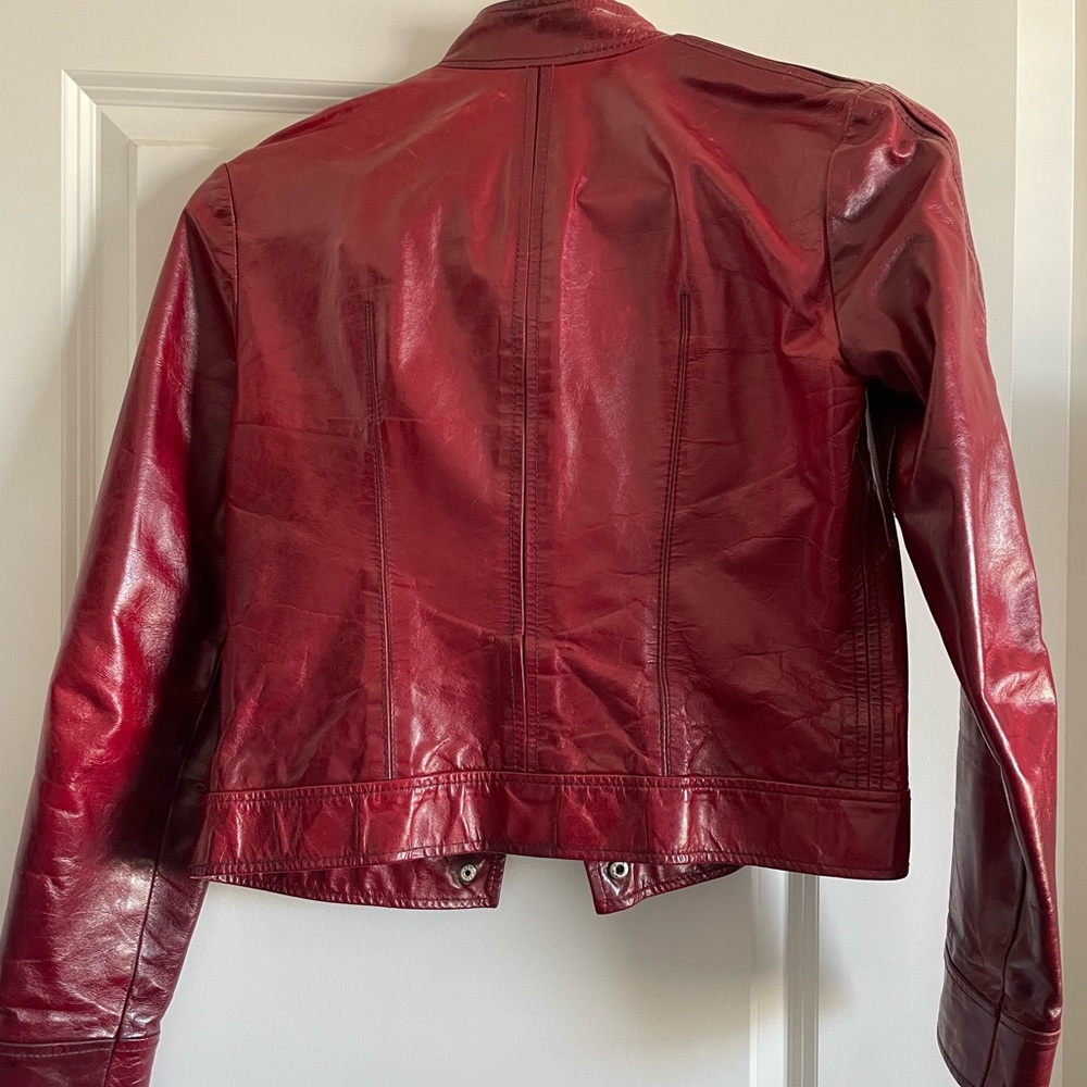 Women’s DKNY Wine Red Leather Jacket